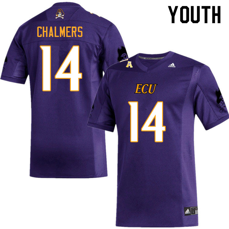 Youth #14 Jayden Chalmers ECU Pirates College Football Jerseys Sale-Purple - Click Image to Close